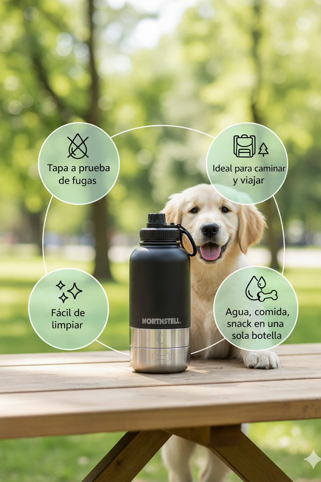 Botella de viaje Northstell® para agua y comida – Sin BPA