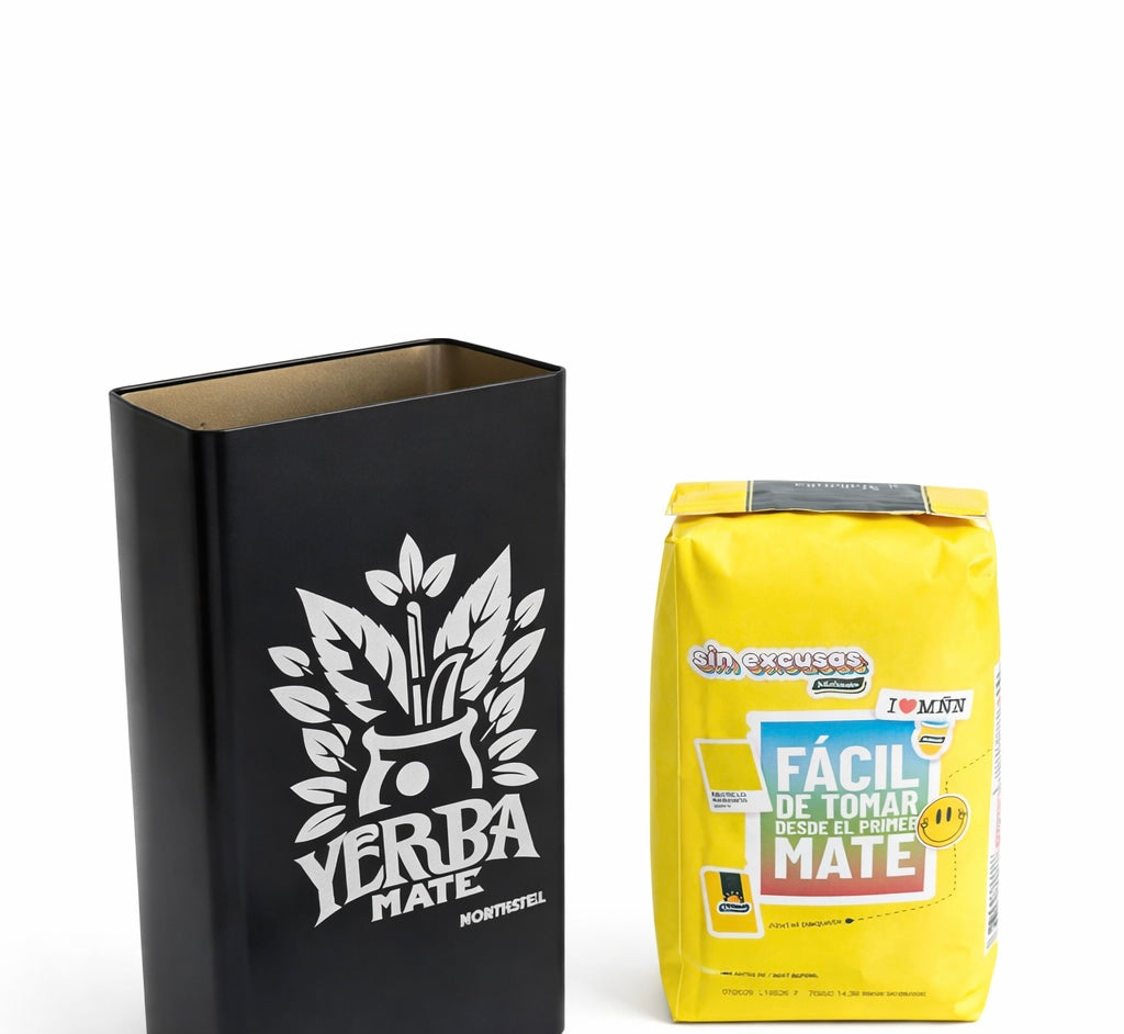 Lata Yerbera Premium Northsell con Pico Vertedor – Diseño Yerba Mate Black