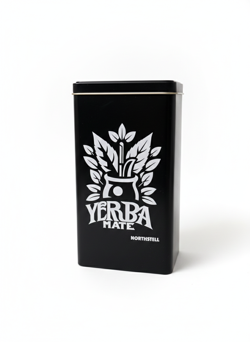 Lata Yerbera Premium Northsell con Pico Vertedor – Diseño Yerba Mate Black